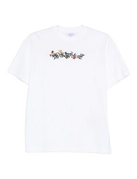 T-shirt in cotone con fiori da libro