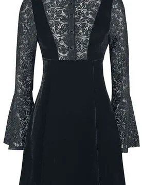 Rockabilly Kurzes Kleid - Velvet and Lace - XS bis 4XL - für Damen - Größe XL - schwarz - Frauen - female - Banned Alternative - FashionsVida