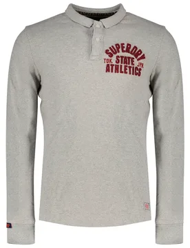 Polo A Maniche Lunghe Vintage Athletic Vintage Sweat Light Grey Marl S - Superdry - FashionsVida