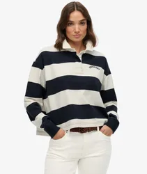 Superdry Damen Athletic Essentials Rugby-oberteil mit Streifen White - Größe: 42