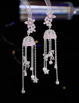European and American Heavy Craft Long Tassel Wind Chime Earrings S925 Silver Needle Niche Light Luxury Temperament Micro Inlaid - Aliexpress - FashionsVida