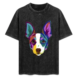 Splash Rat Terrier Dog T-Shirt Plus Size Basic Short Sleeve Top