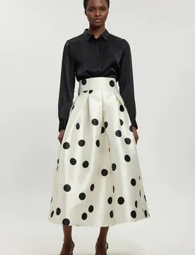 Women's Spot Woven Twill Prom Skirt in White Size: 12 - White - Size: 12 - Karen millen - FashionsVida