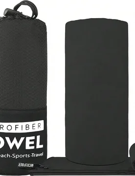 Toalla de microfibra negra de varios tamaños, toalla de playa de microfibra, toalla de baño para mochila, toalla de camping de secado rápido, liger - Shein - FashionsVida