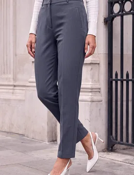 Women's Straight Leg Stretch Trouser in Dark Grey Size: 12 - Dark Grey - Size: 12 - Roman - FashionsVida