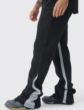 Men's Regular Fit Stacked Fit Gusset Jogger Black Size Medium Black M - boohooMAN - FashionsVida