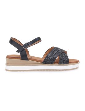 Sandali neri con fasce glitterate e zeppa bassa CH2071B02 37