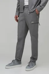 Herren Schmal Geschnittene Technische Cargohose Grey Größe XL