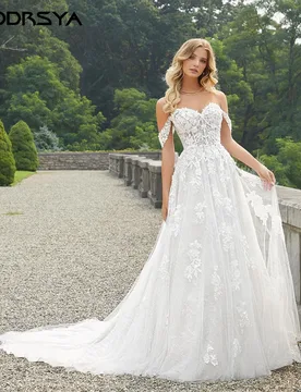 RODDRSYA Off Shoulder Lace Wedding Dresses Women Sweetheart Applique Bride Dress A-Line Sweep Train vestido de novia Customized - Aliexpress - FashionsVida