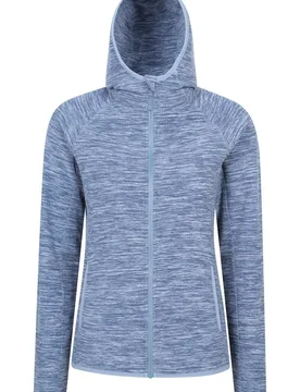 Women's 'Lleyn Melange' Breathable Full Zip Antipill Hooded Fleece Jacket in Dark Blue Size: 6 - Dark Blue - Size: 6 - Mountain Warehouse - FashionsVida