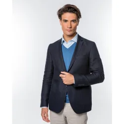 Americana de hombre soft slim liso en azul oscuro
