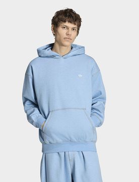 Mens Felpa Con Cappuccio Trefoil Essentials Melange Loose - Blu, blu blu Uomo taglia M
