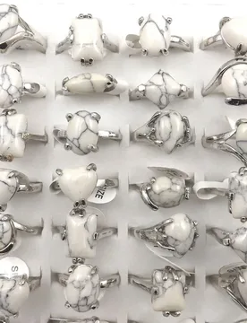 Natural White Semi-precious Stone Rings Women's Ring For Promotion 50pcs Wholesale - Aliexpress - FashionsVida