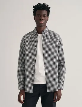 Camicia A Maniche Lunghe Reg Gingham Black XL - Gant - FashionsVida
