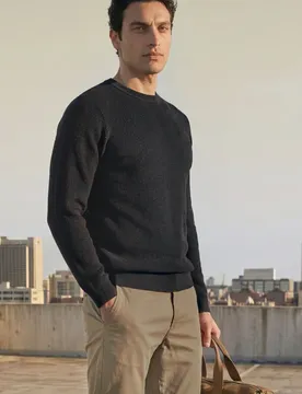 Street One Pullover mit Rundhals und Strukturmix male Schwarz