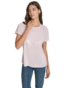 T-shirt à Manches Courtes Sequin Logo Crew Pink Moon / Clear S