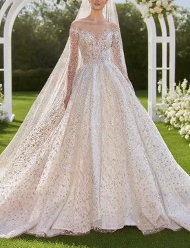 Luxury Wedding Dresses For Women Long Sleeve Princess Sparkling Beaded Bridal Dress Vestidos De Novia Bride Wedding Dresses - Aliexpress - FashionsVida