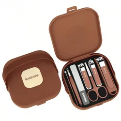 Juego de 7 piezas de cortaúñas, kit de manicura portátil a prueba de salpicaduras, recortador de uñas, cortaúñas, herramientas para el cuidado d