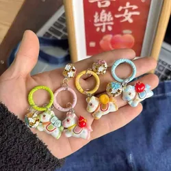 Cute Horse Year Keychain Chinese Style Traditional Cartoon Horse Bag Pendant Zodiac Horse New Year Gift New Year Keyring