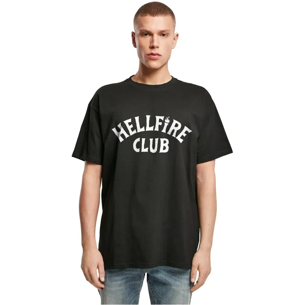 Maglietta A Maniche Corte Stranger Things Hellfire Club Heavy Oversized Black XL - Merchcode - FashionsVida