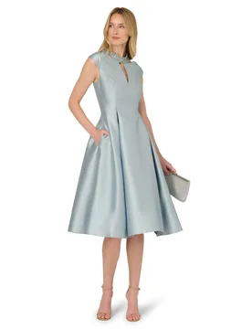 Women's Key Hole Mikado Midi Dress in Pale Blue Size: 18 - Pale Blue - Size: 18 - Adrianna Papell - FashionsVida