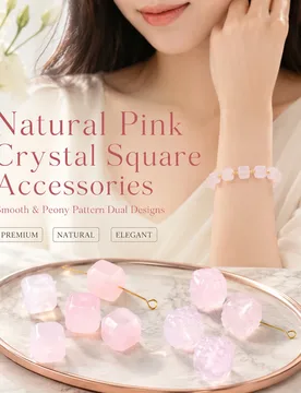JD 1pc Natural Pink Rose Quartz Sugar Cube Loose Spacer Beads Smooth Polished Cubic Square Crystal Beds for Jewelry Making - Aliexpress - FashionsVida
