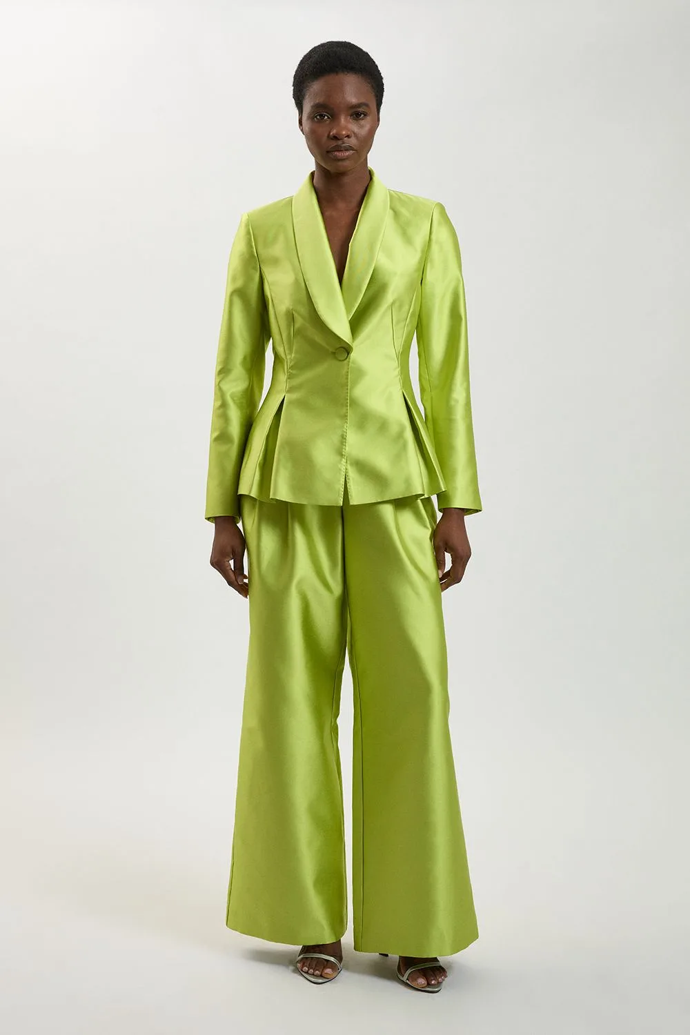 Womens Structured Satin Tailored Trouser - Lime Green - Size 18 Uk - Karen millen - FashionsVida