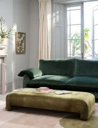AND STONEHOUSE Orson Chenille Footstool Green