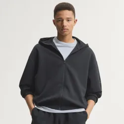 FELPA SOFT LUX CON CAPPUCCIO E ZIP INTEGRALE M Black