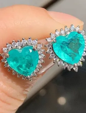 Huajie Women's Delicate Lake Blue Color Heart Shape Brilliant Zircon Earrings Shining Wedding Bride Ear Jewelry Accessories - Aliexpress - FashionsVida
