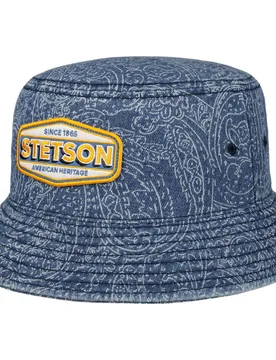 Paisley Logo Bucket Cotton Hat by - blue - Female - Size: M (56-57 cm) - Stetson - FashionsVida