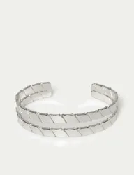 Textured Cuff Bracelet Silver female