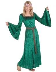 Mittelalter-Kleid LARP Damenkostüm grün-braun