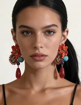 Flower Drop Earrings Vintage Statement Dangle Boho Turquoise Bead Earrings Chunky Party Jewelry for Women - Aliexpress - FashionsVida
