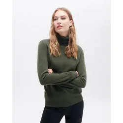 Jersey de mujer con cuello alto en cashmere 100%