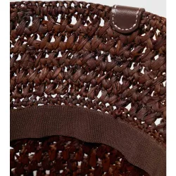 Gorro bob de mujer de rafia natural con cordón ajustable