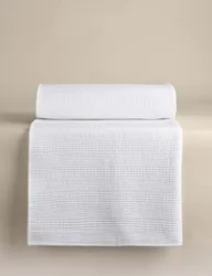Cotton Rich Ribbed Bedspread with Linen White