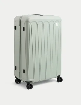 Amalfi 4 Wheel Hard Shell Large Suitcase Sage Green - M&S - FashionsVida