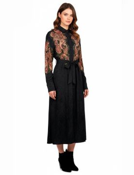 Para mujer. 252TP2045 Vestido Jacquard (40), Casual, Viscosa, Manga larga