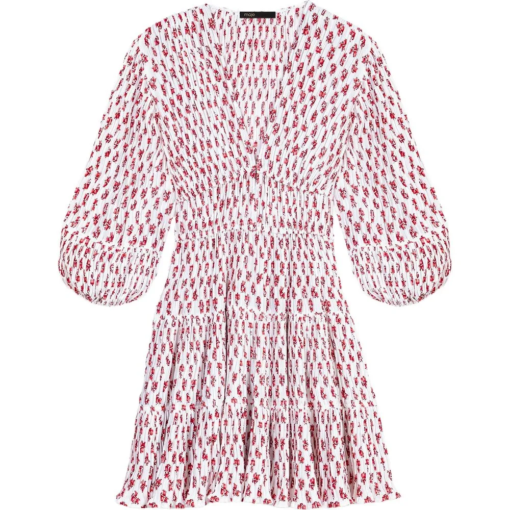 Vestido corto microplisado estampado floral - Maje - FashionsVida