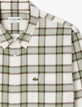 Camisa de hombre de corte regular de franela con cuadros escoceses en de manga larga - Lacoste - FashionsVida