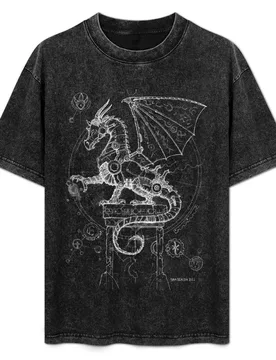 Steampunk Dragon (white) T-Shirt Big and Tall Casual T-Shirt - Aliexpress - FashionsVida