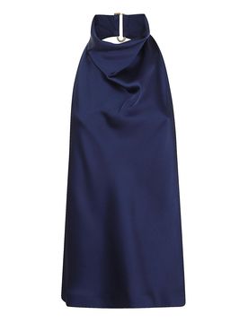 Top in raso con scollo all'americana