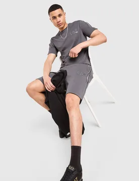 Tape Large Logo T-Shirt - Herren, Grau - male - Size: M - EA7 Emporio Armani - FashionsVida