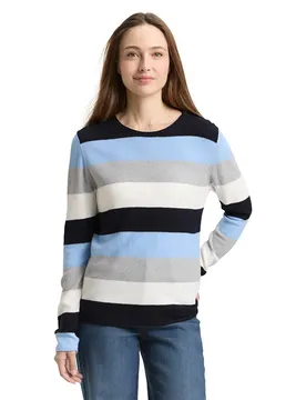 Maglione Knit Structured Striped Fjord Blue Grey Stripe M