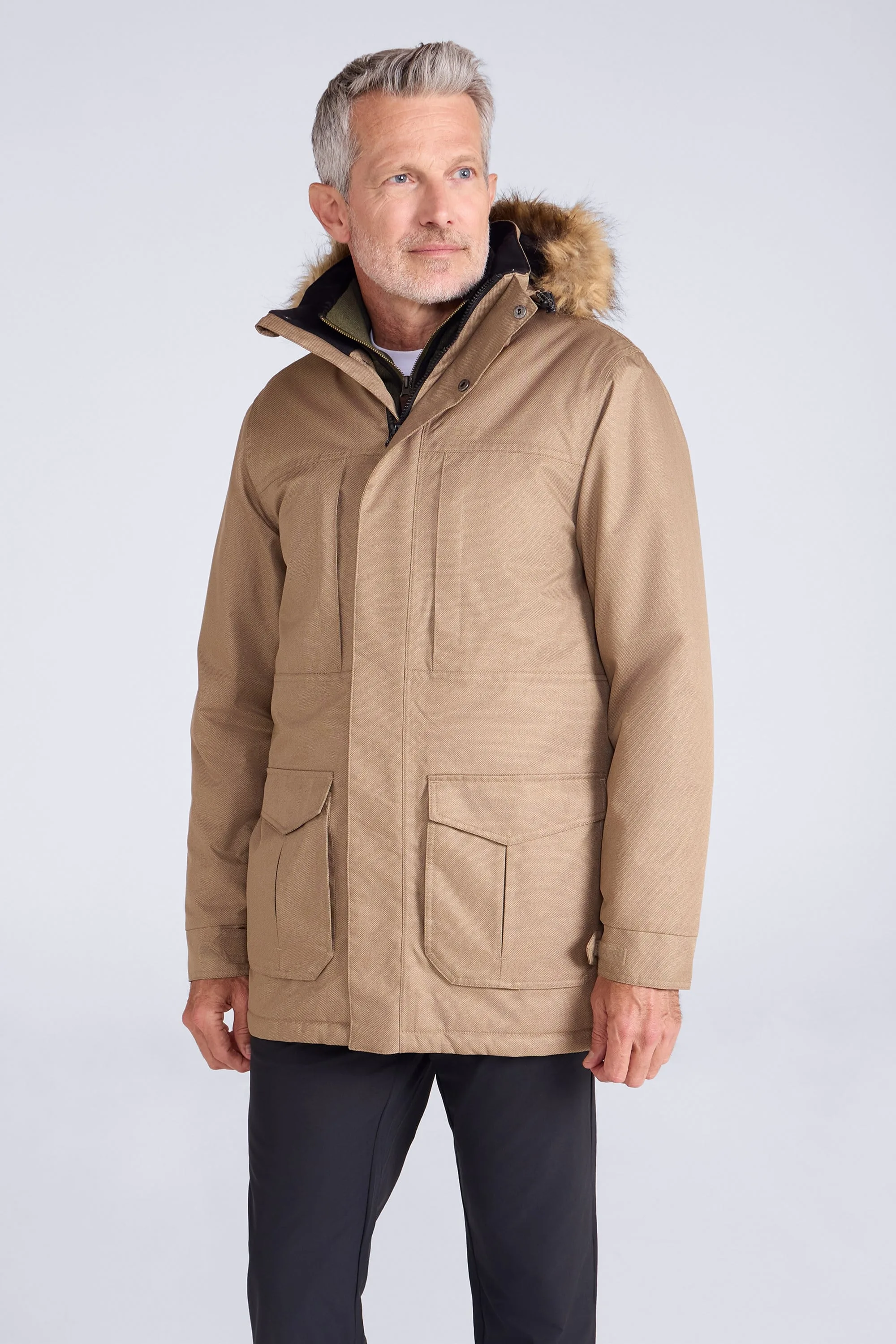 Gorge Mens Waterproof Long Jacket - Grey - Grey - Size: L - Mountain Warehouse - FashionsVida