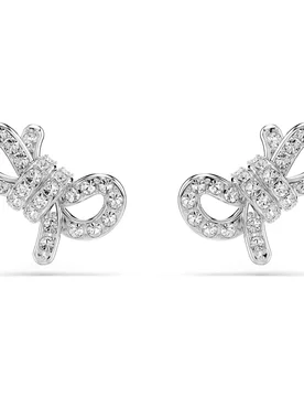 Orecchini a lobo Lifelong, Pavé, Fiocco, Bianchi, Placcato rodio OS - Swarovski - FashionsVida
