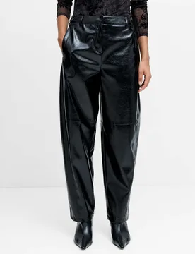 Faux Leather Barrel Leg Trousers Black female - French connection - FashionsVida