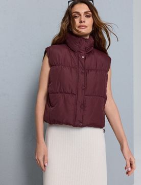 Gilet trapuntato con collo alto - uva