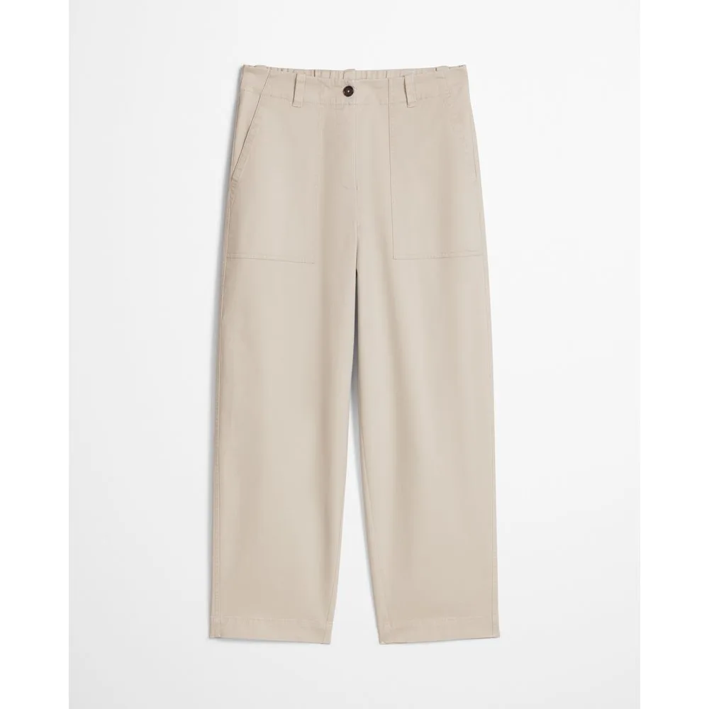Pantalones rectos de mujer de cañón de sarga de algodón cepillado - MARC O'POLO - FashionsVida